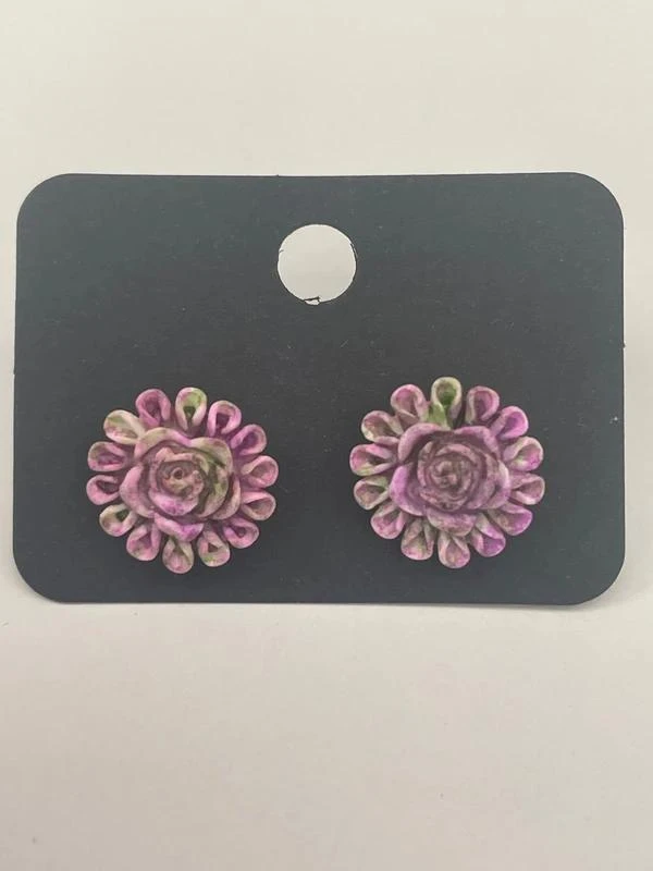 Boucles d’oreilles rose style vintage bicolore